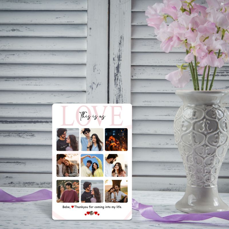 Personalized Couple Collage Photo Frame With Stand Pin Included, Love Theme, Gift For Birthday, Valentines Day, Anniversary Gift For Friends, Girlfriend, Boyfriend